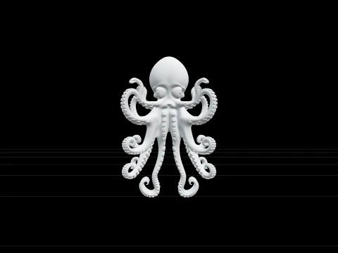 Common Octopus Soft Bulbous Headed Eight Arm Full Body Model 3D Model