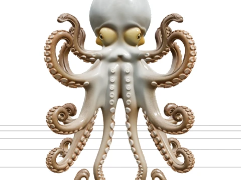 Common Octopus Soft Bulbous Headed Eight Arm Full Body Model 3D Model