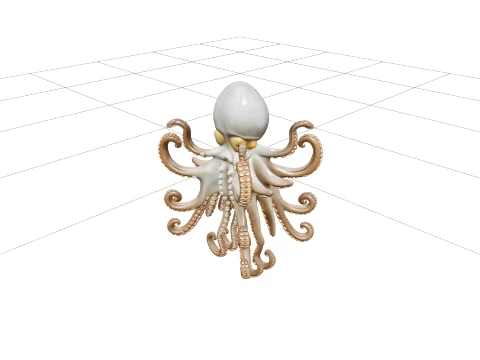 Common Octopus Soft Bulbous Headed Eight Arm Full Body Model 3D Model