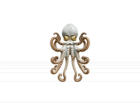 Common Octopus Soft Bulbous Headed Eight Arm Full Body Model 3D Model