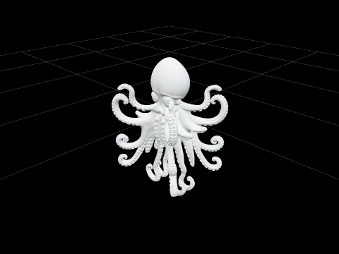 Common Octopus Soft Bulbous Headed Eight Arm Full Body Model 3D Model