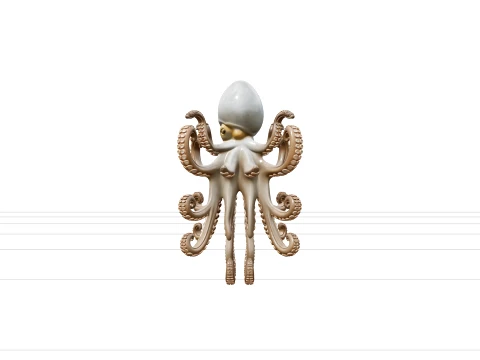 Common Octopus Soft Bulbous Headed Eight Arm Full Body Model 3D Model