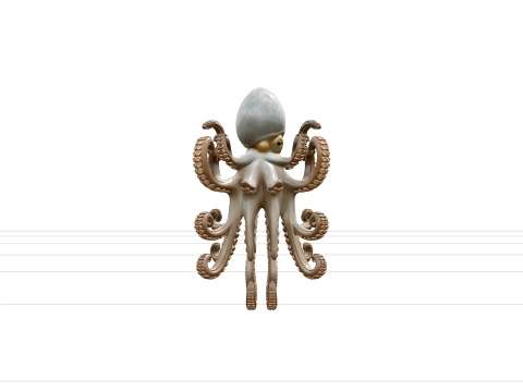 Common Octopus Soft Bulbous Headed Eight Arm Full Body Model 3D Model