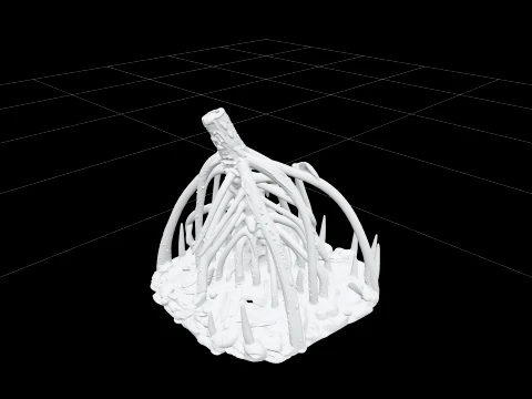 Mangrove Estuary Low Tide Terrain Model with Prop Roots Mud 3D Model
