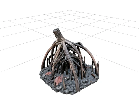 Mangrove Estuary Low Tide Terrain Model with Prop Roots Mud 3D Model