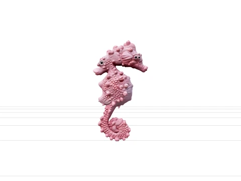 Tiny Pink Pygmy Seahorse Model Detailed Realistic Asset 3D Model