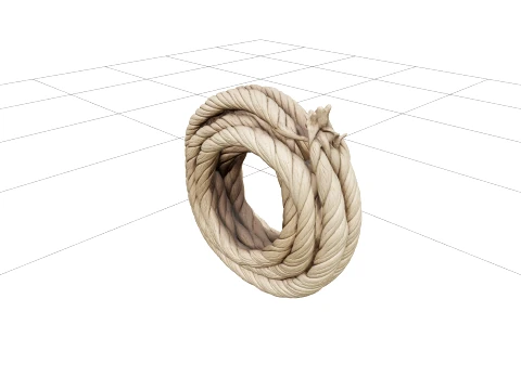 Thick Manila Rope Coil High Detail ThreeD Model Ready Optimized 3D Model
