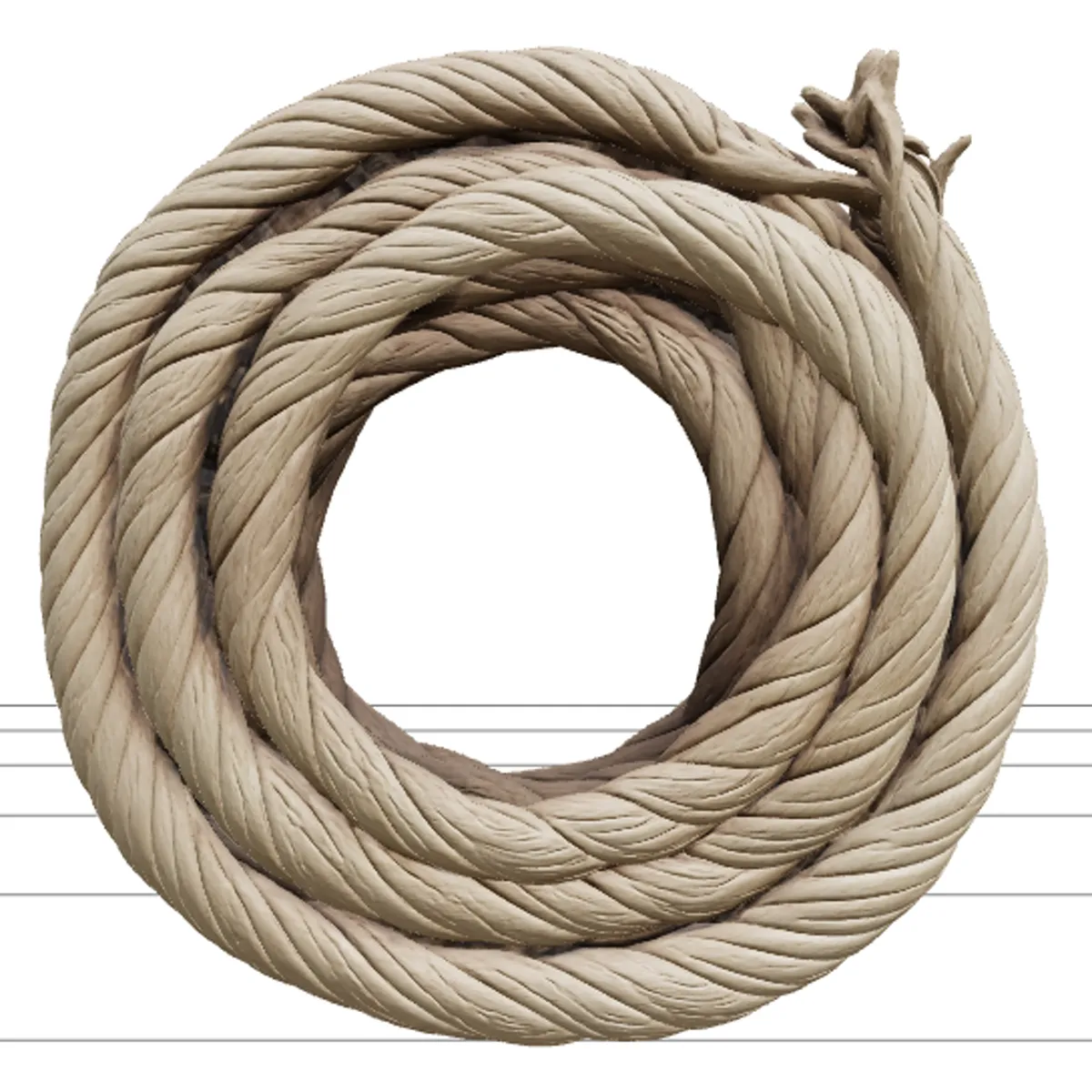 Thick Manila Rope Coil High Detail ThreeD Model Ready Optimized 3D Model .c4d .max .obj .3ds .fbx .stl .blend