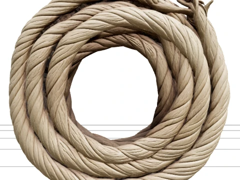 Thick Manila Rope Coil High Detail ThreeD Model Ready Optimized 3D Model