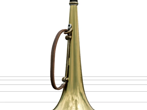 Brass Ship Speaking Trumpet Model Engraved Nautical Details 3D Model