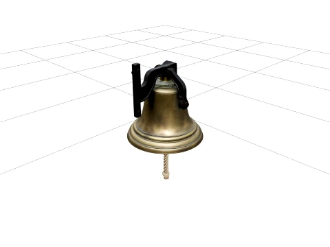 Brass Ship Bell Model Engraved Patina Iron Clapper Bracket 3D Model
