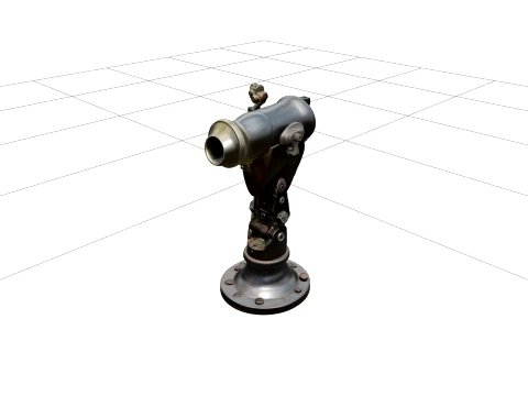 Whaling Harpoon Cannon Swivel Base Brass Model Wooden Stock 3D Model
