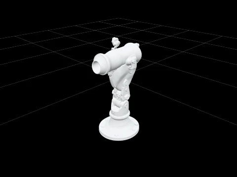Whaling Harpoon Cannon Swivel Base Brass Model Wooden Stock 3D Model