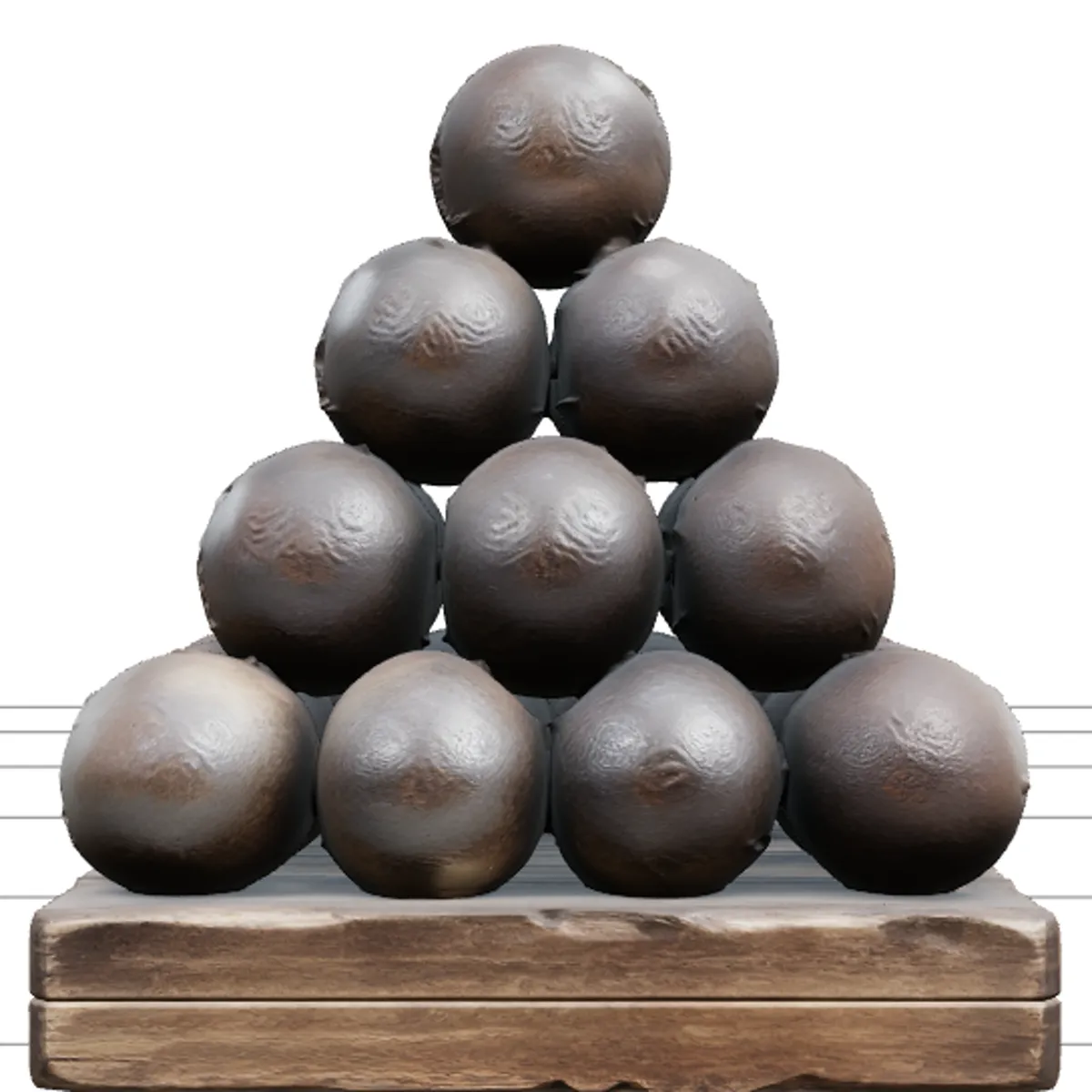 Iron Cannonball Pyramid Stack Model with Rustic Patina 3D Model .c4d .max .obj .3ds .fbx .stl .blend 