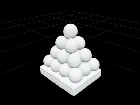 Iron Cannonball Pyramid Stack Model with Rustic Patina 3D Model