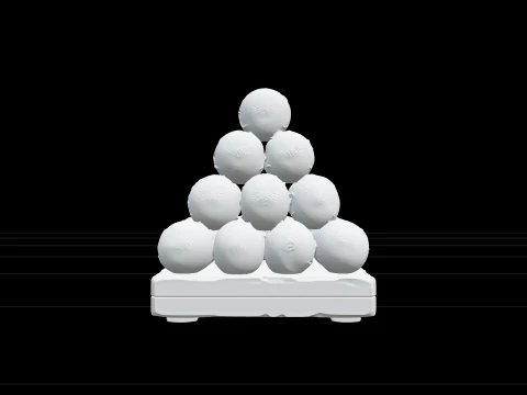 Iron Cannonball Pyramid Stack Model with Rustic Patina 3D Model