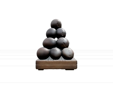 Iron Cannonball Pyramid Stack Model with Rustic Patina 3D Model