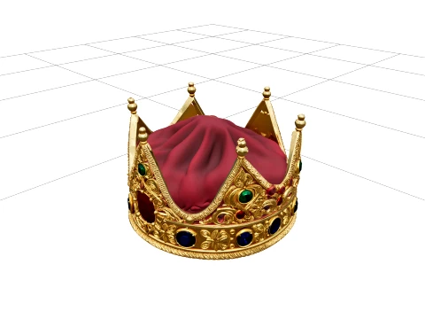 Ornate Gold Pirate Crown Model with Ruby Emerald Sapphire 3D Model