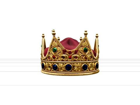 Ornate Gold Pirate Crown Model with Ruby Emerald Sapphire 3D Model