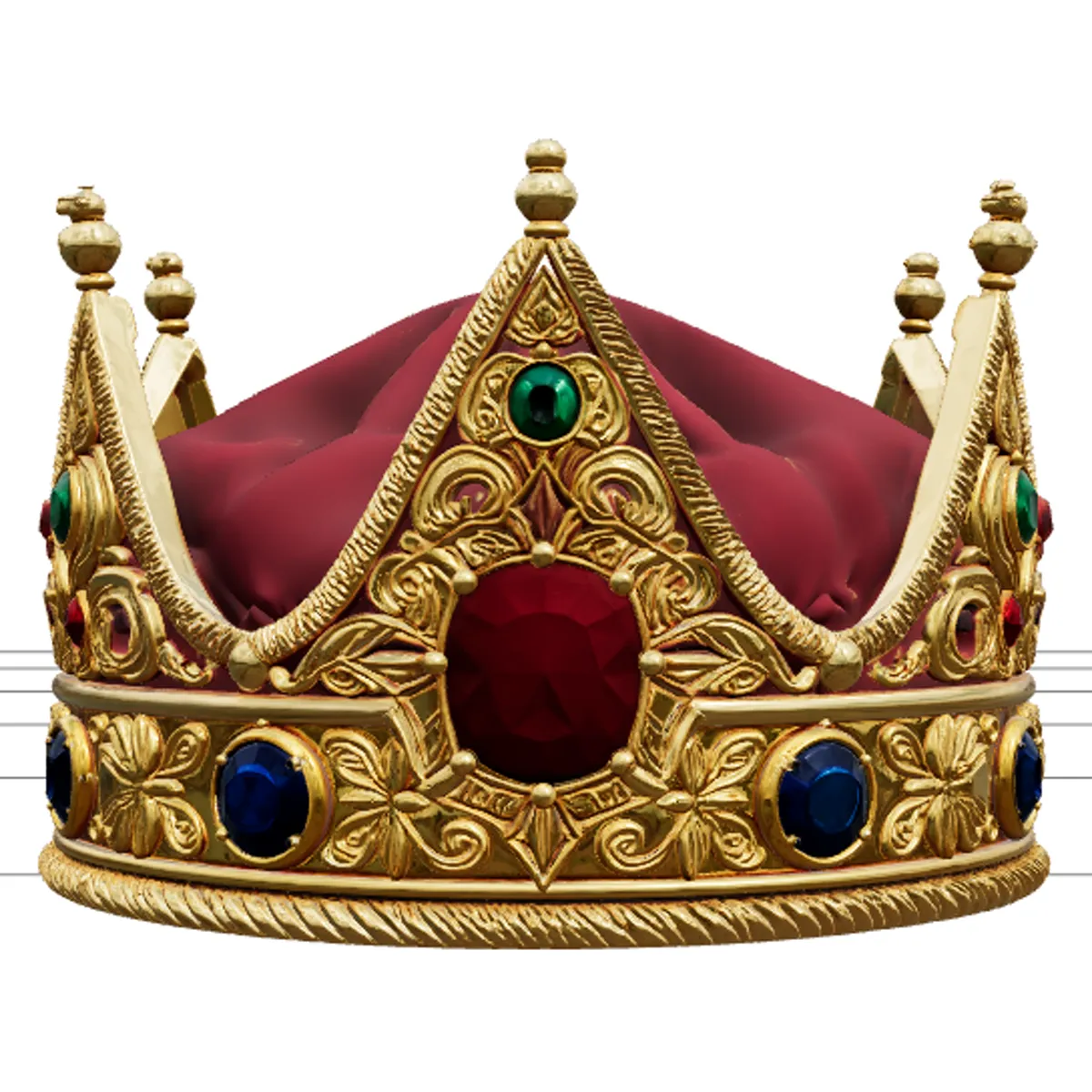 Ornate Gold Pirate Crown Model with Ruby Emerald Sapphire 3D Model .c4d .max .obj .3ds .fbx .stl .blend 