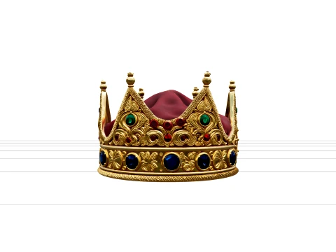 Ornate Gold Pirate Crown Model with Ruby Emerald Sapphire 3D Model