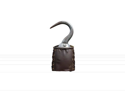 Pirate Hook Prosthetic Model Featuring Rusty Iron Leather Cuff 3D Model