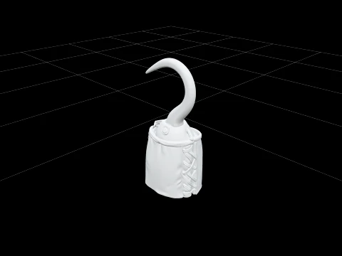 Pirate Hook Prosthetic Model Featuring Rusty Iron Leather Cuff 3D Model