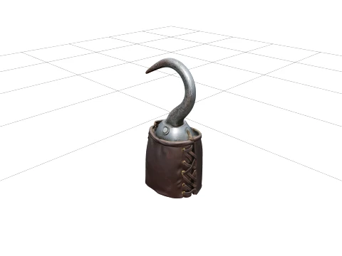 Pirate Hook Prosthetic Model Featuring Rusty Iron Leather Cuff 3D Model