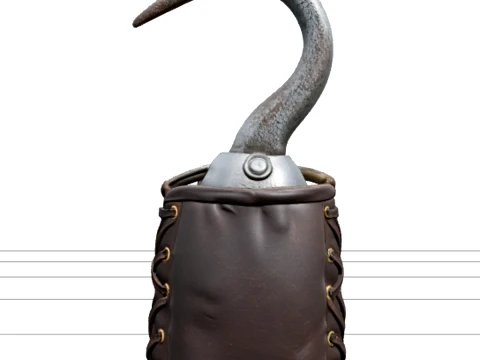 Pirate Hook Prosthetic Model Featuring Rusty Iron Leather Cuff 3D Model