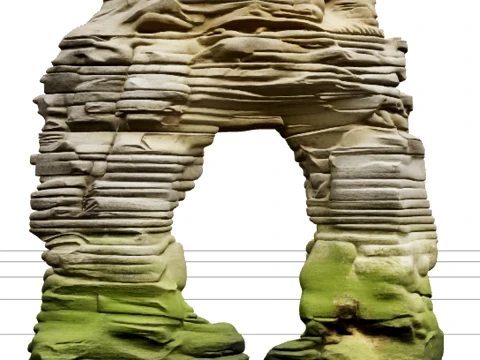 Coastal Sea Arch Model Weathered Sandstone Green Algae 3D Модель