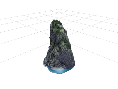 Deep Fjord Granite Cliffs Waterfall Forest Terrain Model 3D Model