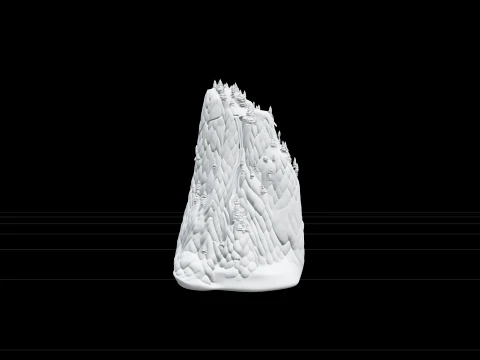 Deep Fjord Granite Cliffs Waterfall Forest Terrain Model 3D Model