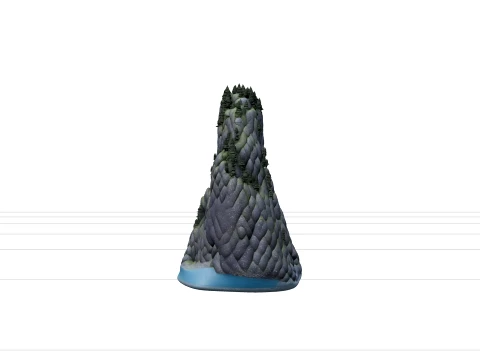 Deep Fjord Granite Cliffs Waterfall Forest Terrain Model 3D Model