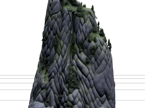 Deep Fjord Granite Cliffs Waterfall Forest Terrain Model Modello 3D