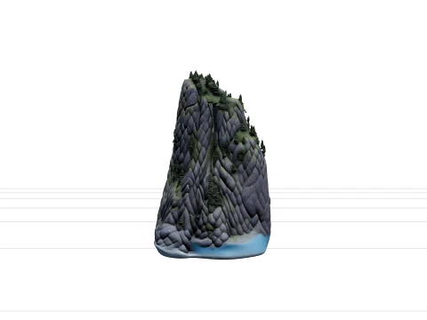 Deep Fjord Granite Cliffs Waterfall Forest Terrain Model 3D Model