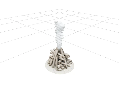Signal Beach Fire Driftwood Model High Detail 3D Asset 3D Model