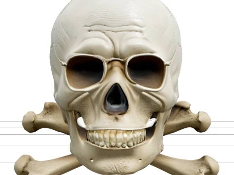 Skull and Crossbones Jolly Roger High Detail Model Modello 3D