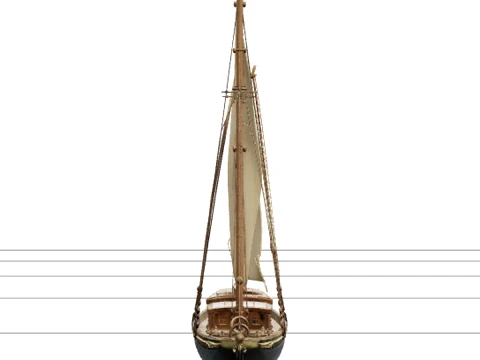 Clipper Sailing Ship Model with Copper Hull and Gilded Stern Modello 3D