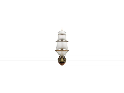 Two Mast Schooner Gaff Rigged Tanbark Sails Brass Helm Model 3D Model