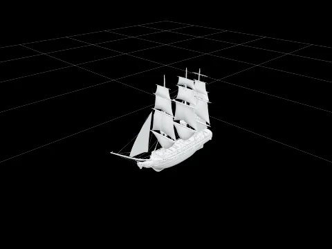 Two Mast Schooner Gaff Rigged Tanbark Sails Brass Helm Model 3D Model