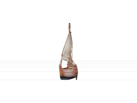 Arabian Dhow Model Lateen Sail Wooden Hull Rope Rigging Detail 3D Model