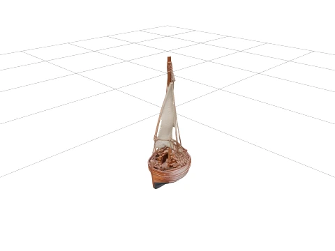 Arabian Dhow Model Lateen Sail Wooden Hull Rope Rigging Detail 3D Model
