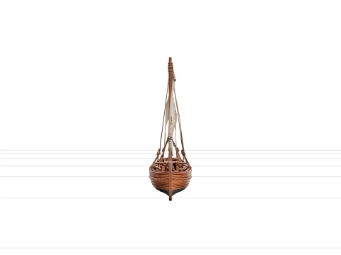 Arabian Dhow Model Lateen Sail Wooden Hull Rope Rigging Detail 3D Model