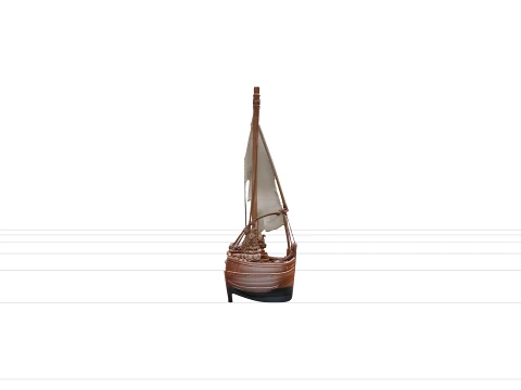 Arabian Dhow Model Lateen Sail Wooden Hull Rope Rigging Detail 3D Model
