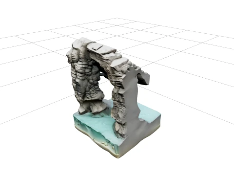Coastal Sea Cave Model With Wave Cut Notch Skylight Sand Floor 3D Model