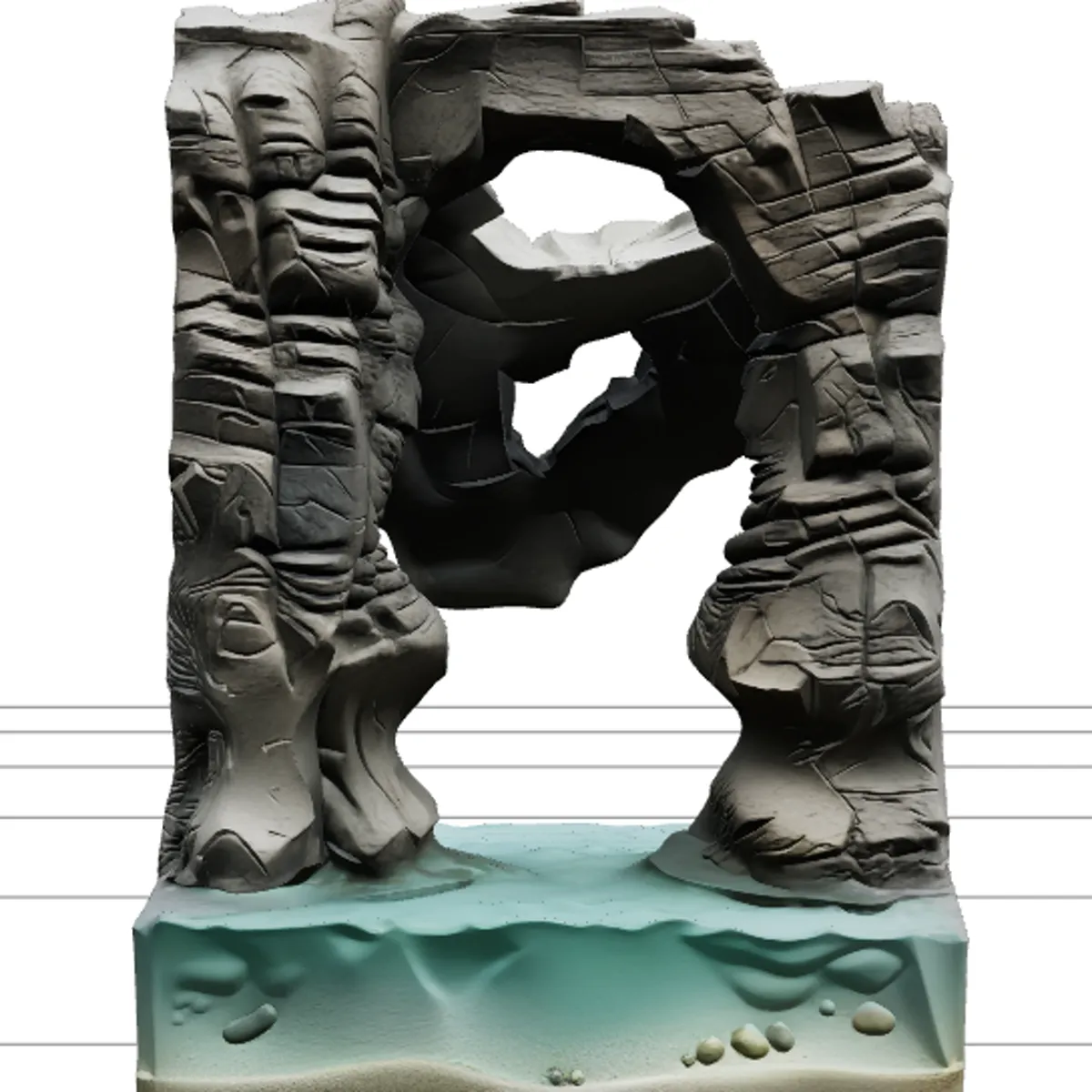 Coastal Sea Cave Model With Wave Cut Notch Skylight Sand Floor 3D Model .c4d .max .obj .3ds .fbx .stl .blend 