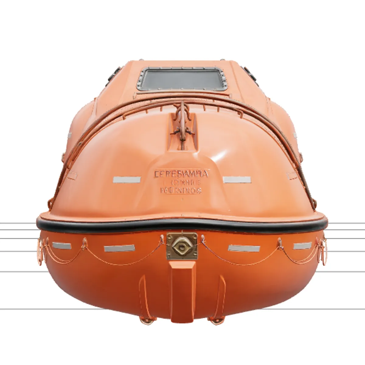 Orange Enclosed Lifeboat Model with Canopy and Oars 3D Model .c4d .max .obj .3ds .fbx .stl .blend