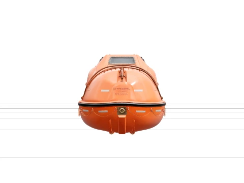 Orange Enclosed Lifeboat Model with Canopy and Oars 3D Model