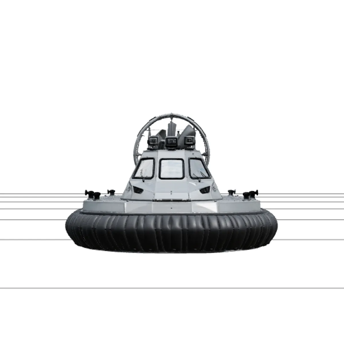Hovercraft with Rubber Skirt Rear Propeller 3D Model .c4d .max .obj .3ds .fbx .stl .blend 