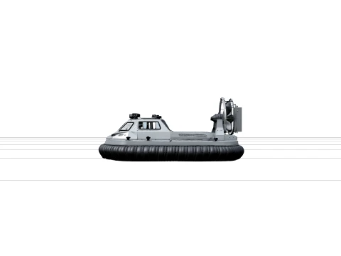 Hovercraft with Rubber Skirt Rear Propeller 3D Model